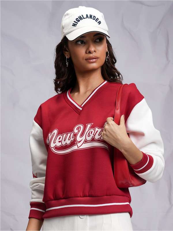 Womens red new arrivals sweatshirt