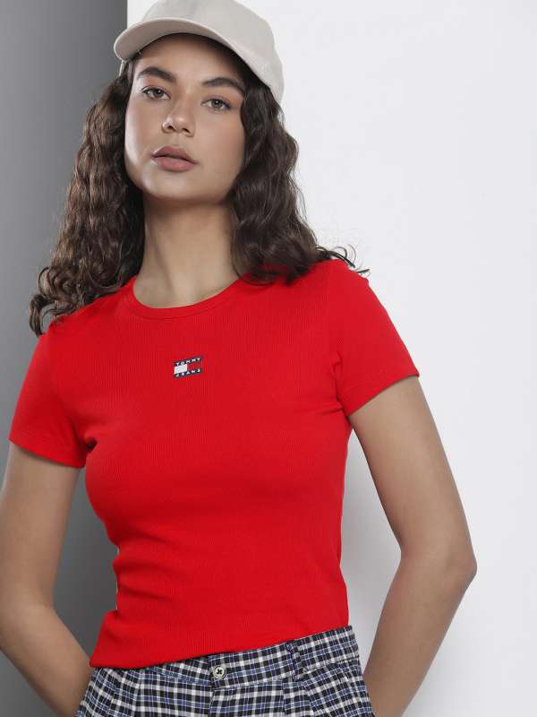 Tommy hilfiger red outlet t shirt womens