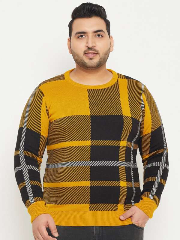 Mustard Checked Sweater Buy Mustard Checked Sweater online in India