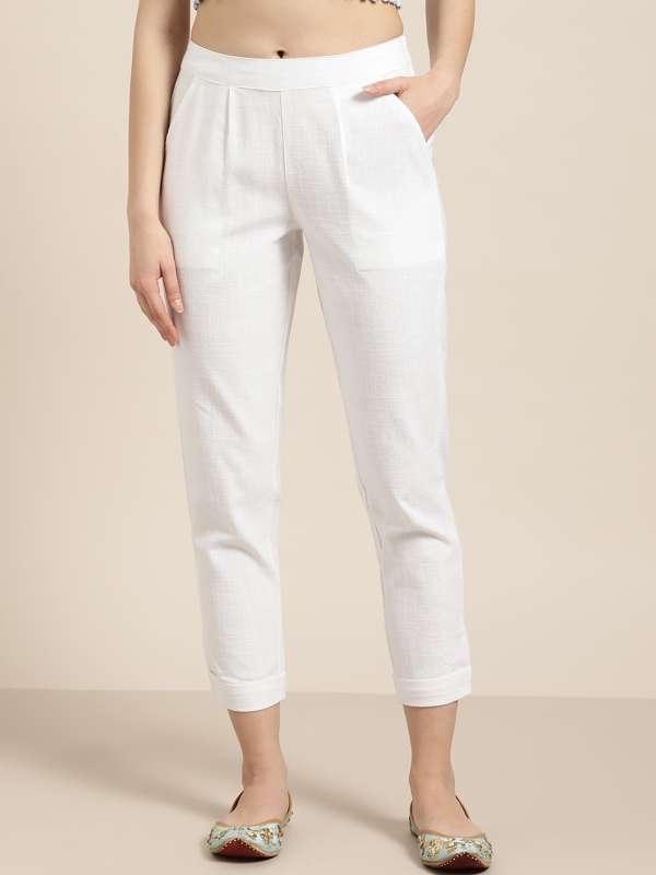 White Cigarette Trousers - Buy White Cigarette Trousers Online