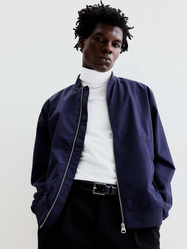 H&m blue discount bomber jacket