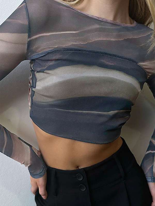 Buy Women's Sexy Sheer Short Sleeves Fishnet Net T-Shirt Mesh Shirt Crop Top  Online at desertcartINDIA
