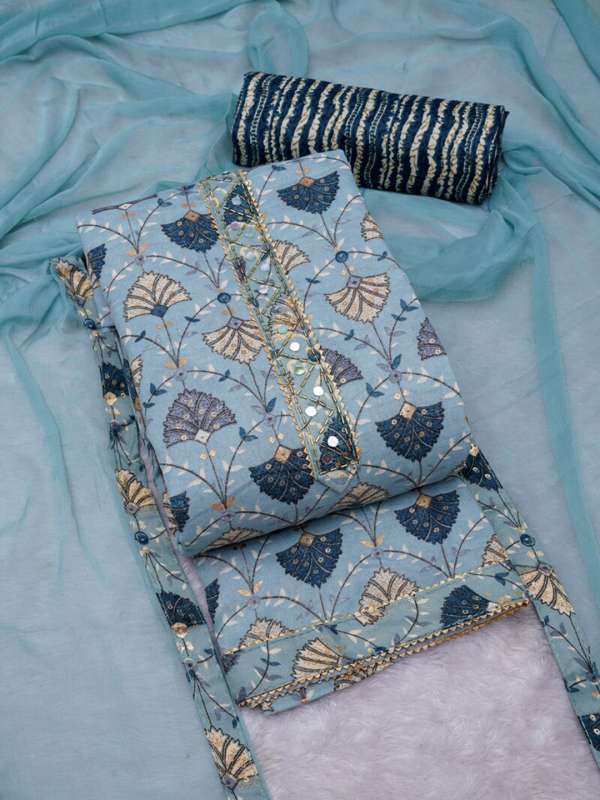 Cotton dress material discount with chiffon dupatta