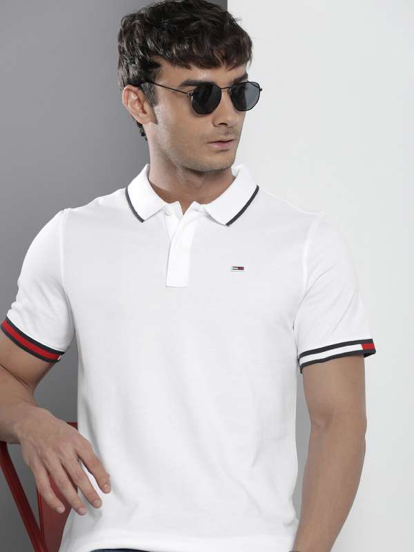 TOMMY HILFIGER Solid Men Polo Neck White T-Shirt - Buy TOMMY