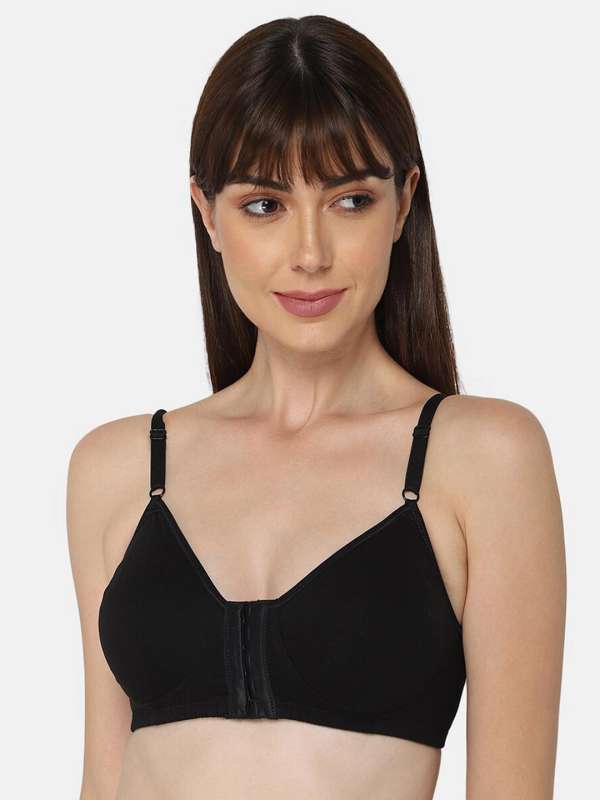 black net front open bra