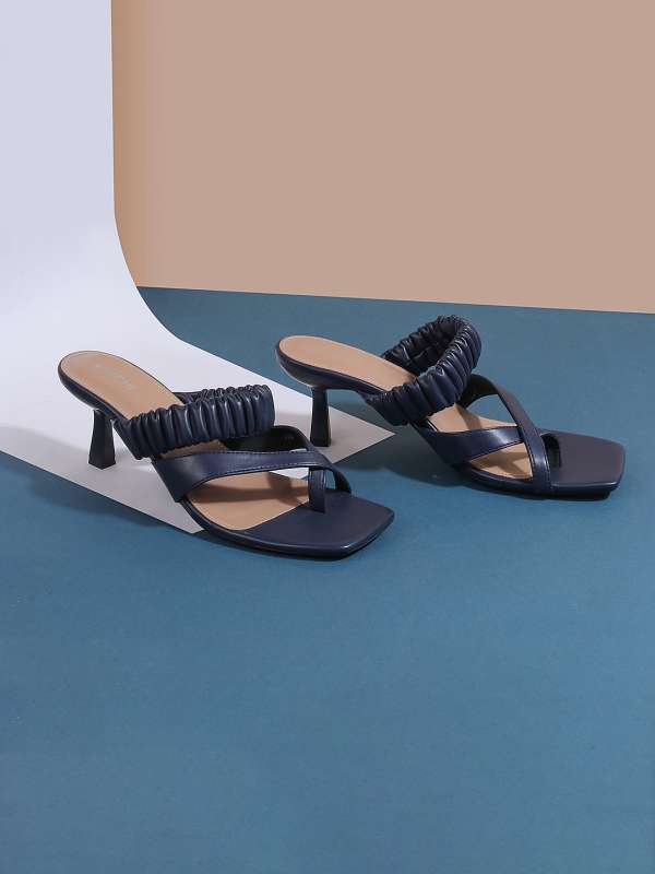 Navy heels online open toe