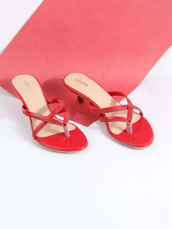 Red top strappy mules