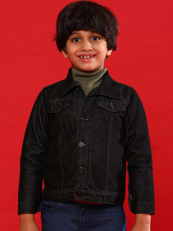 Boys black denim jacket clearance