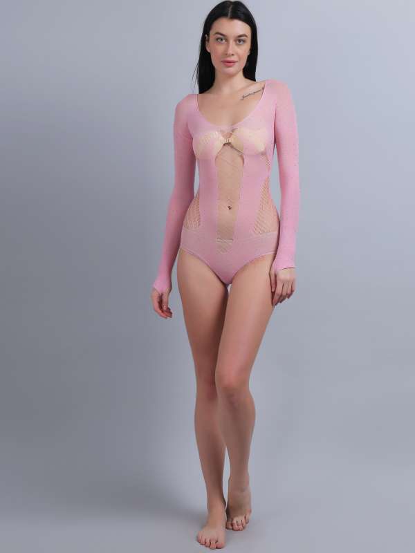 Pink Women Bodysuit - Buy Pink Women Bodysuit online in India
