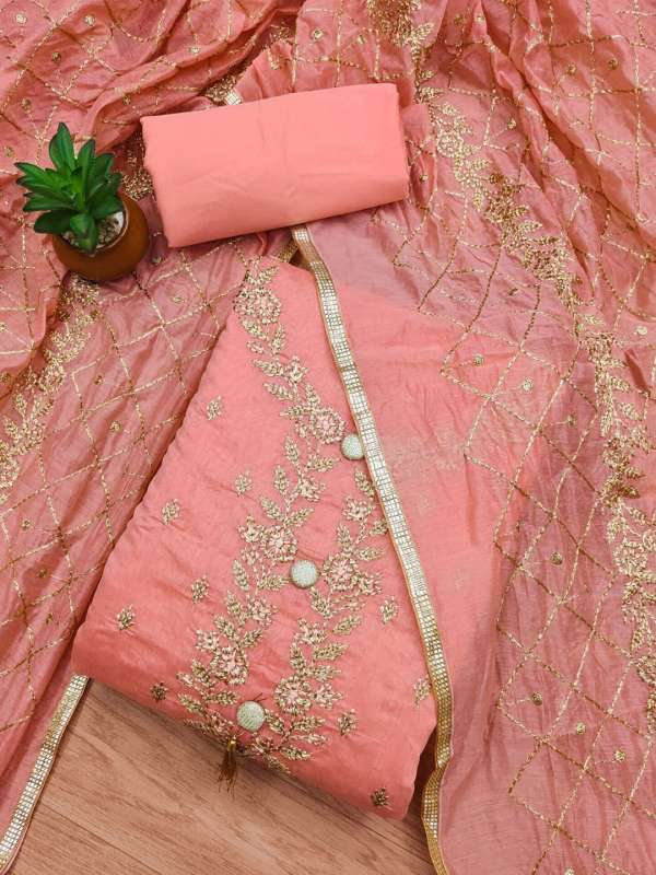 Peach colour churidar material new arrivals