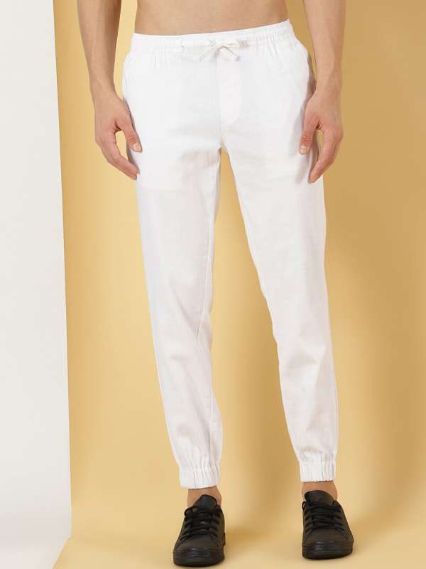 WHWR mens cotton linen long pants summer solid color India