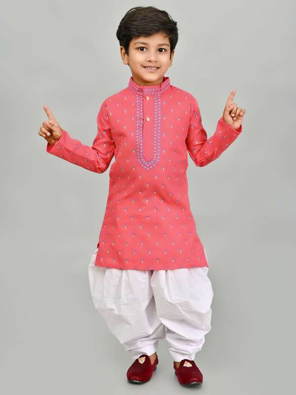 Animal Print Cotton Blend Pink Kurta Pajama Set – Vesham