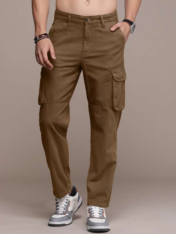 Buy Mehndi Green Side Pocket Straight Cargo Pants Cotton for Best