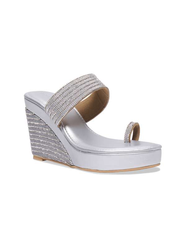 Silver wedges heels hotsell