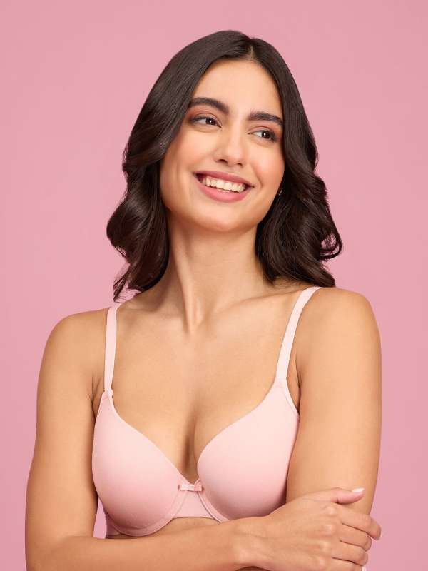 Pink Underwired Half Coverage Heavily Padded Push Up Bra - Buy Pink  Underwired Half Coverage Heavily Padded Push Up Bra online in India