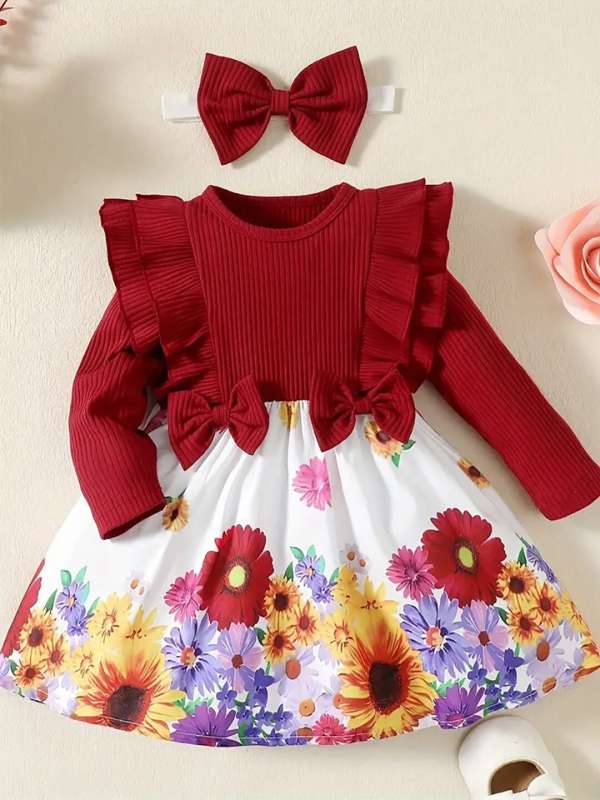 Maroon frock best sale for baby