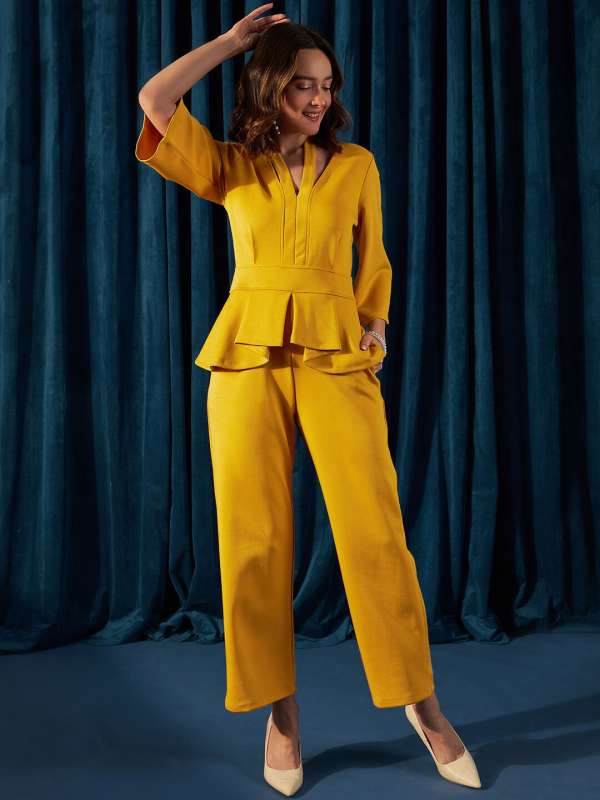 Yellow ladies jumpsuit hot sale