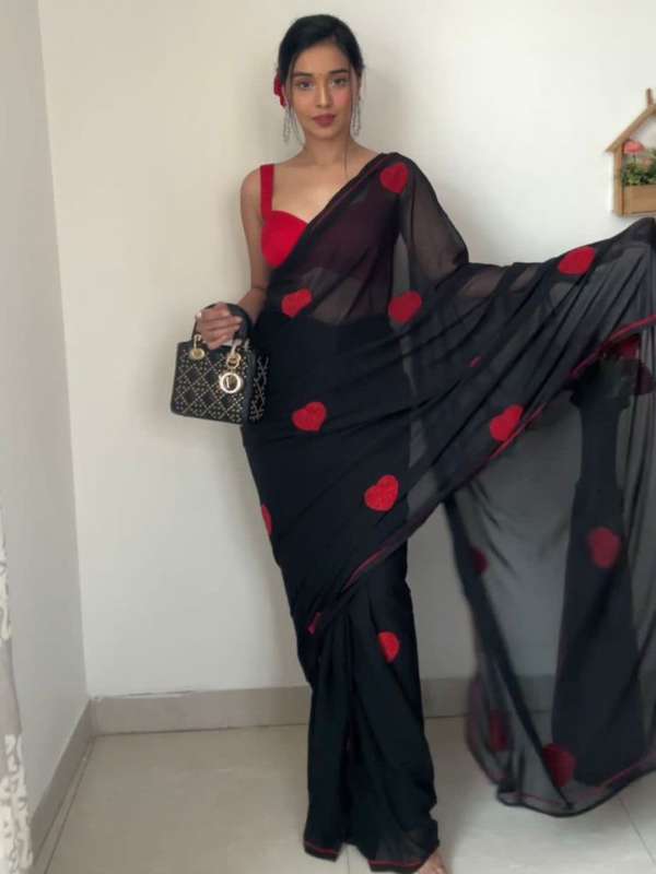 Black saree for freshers party hotsell
