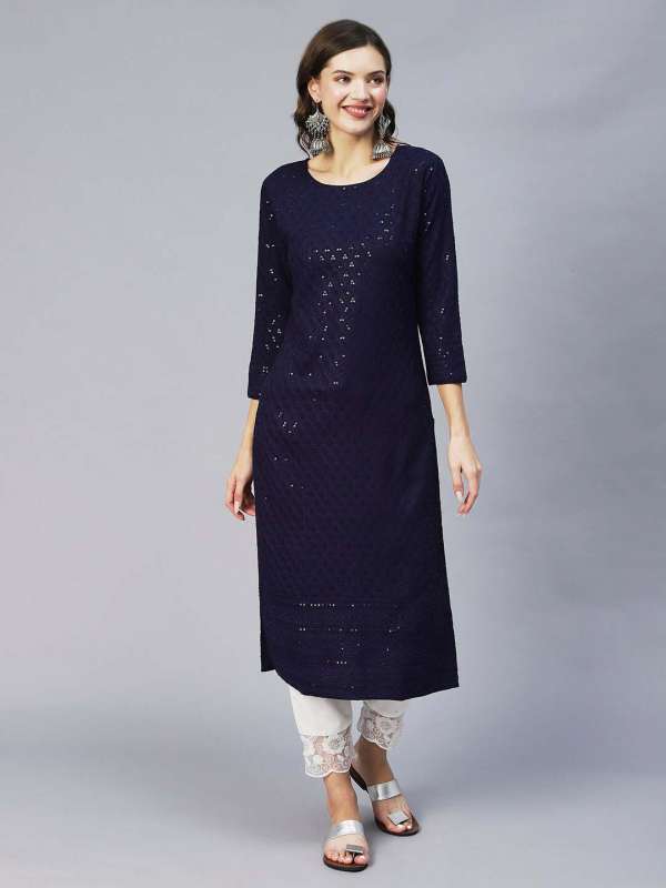 Navy Blue Women Kurtas Kurtis Anarkali Buy Navy Blue Women