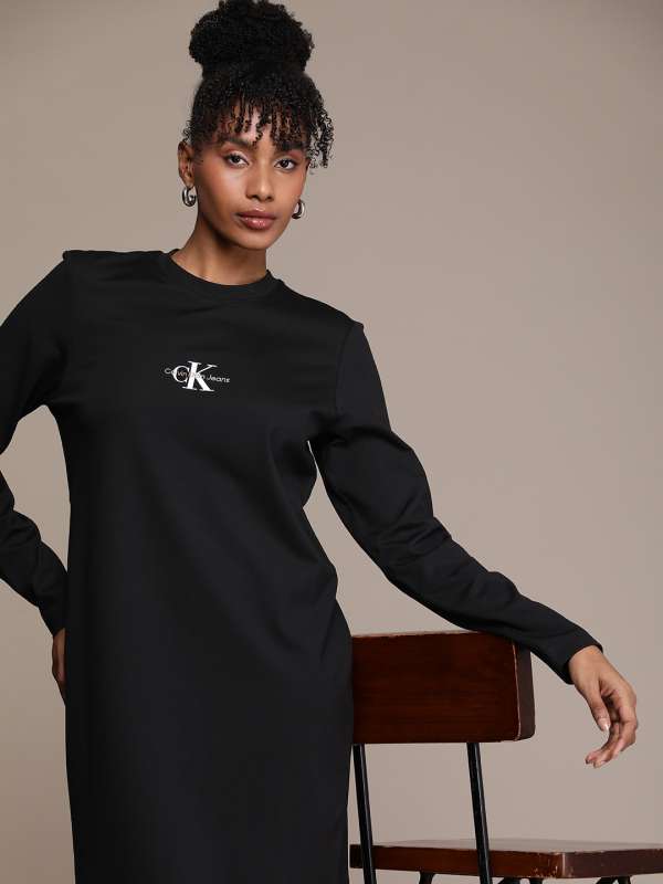 Calvin Klein Womens Velour Mini Sweatshirt Dress 