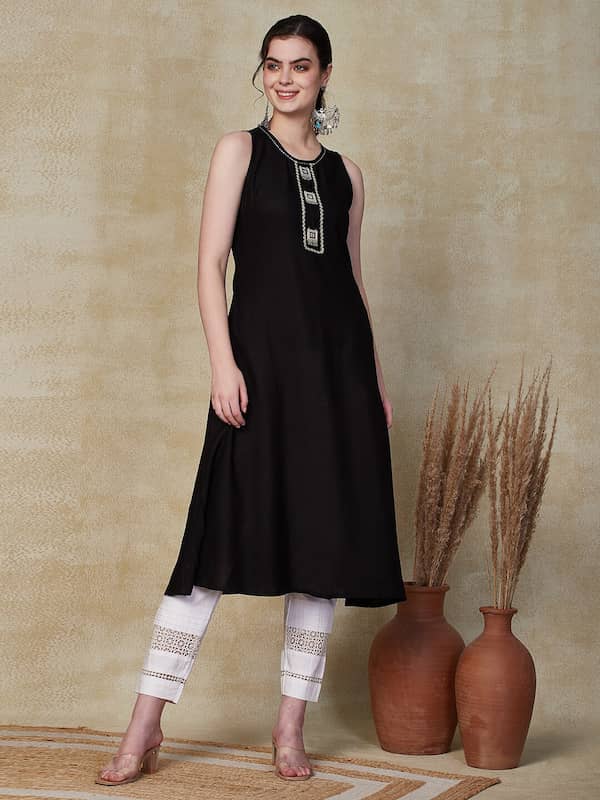 fcity.in - Sleeveless Black Kurti For Women / Aagyeyi Drishya Kurtis-iangel.vn