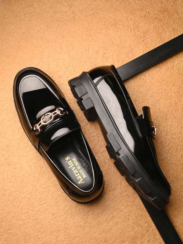 Mens patent leather slip on shoes 2025