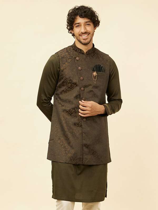 Manyavar kurta with nehru jacket clearance