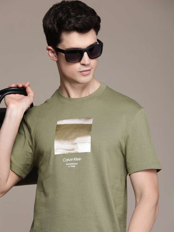 Calvin Klein Jeans Olive Printed Round Neck Tshirts Buy Calvin Klein Jeans Olive Printed Round Neck Tshirts online in India