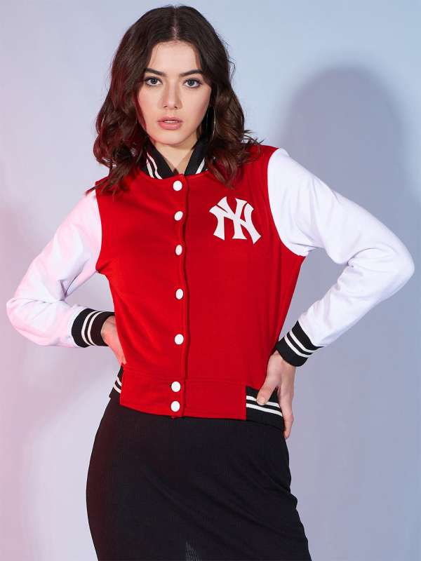 Womens varsity sale jacket with hood