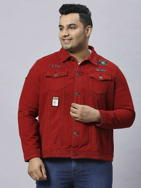 Buy red denim jacket hot sale