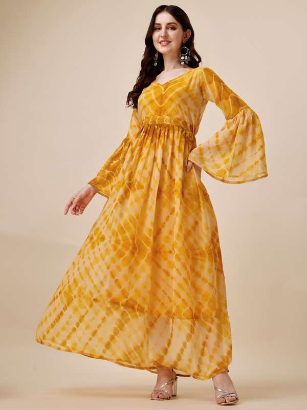 Shibori long frocks online outlet