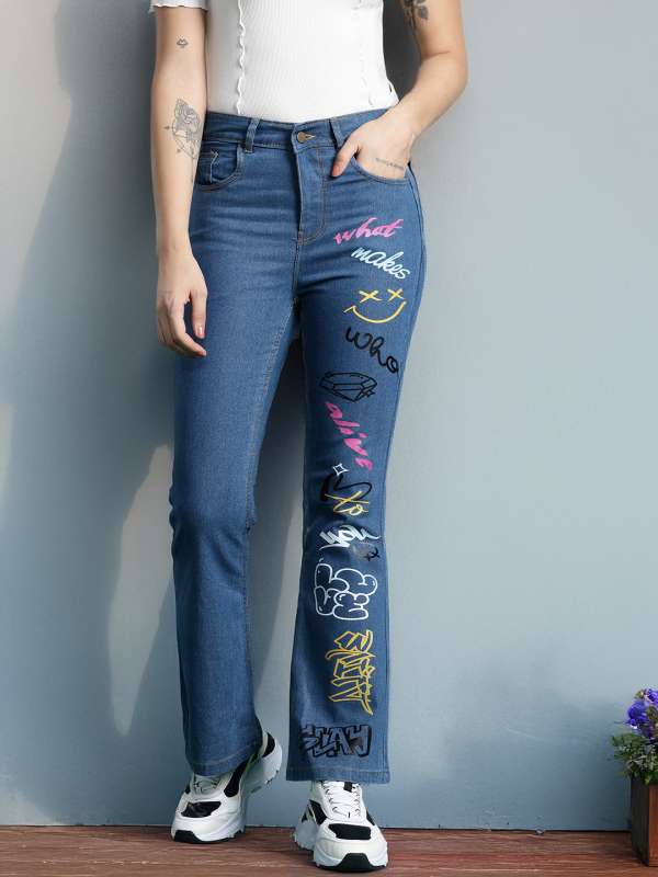 Printed jeans for womens online discount