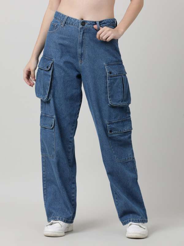 Blue Cargo Jeans Women - Buy Blue Cargo Jeans Women online in India