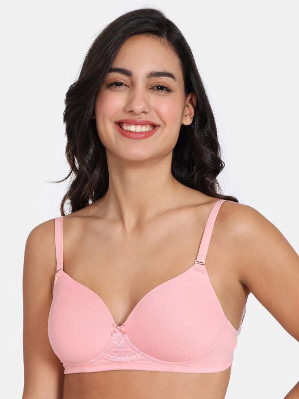 Buy Non-Padded Non-Wired Front Open Plunge Bra in Coral Pink