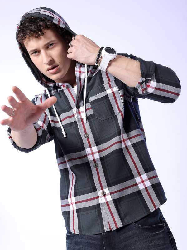 Hooded Checked Shirts Buy Hooded Checked Shirts online in India