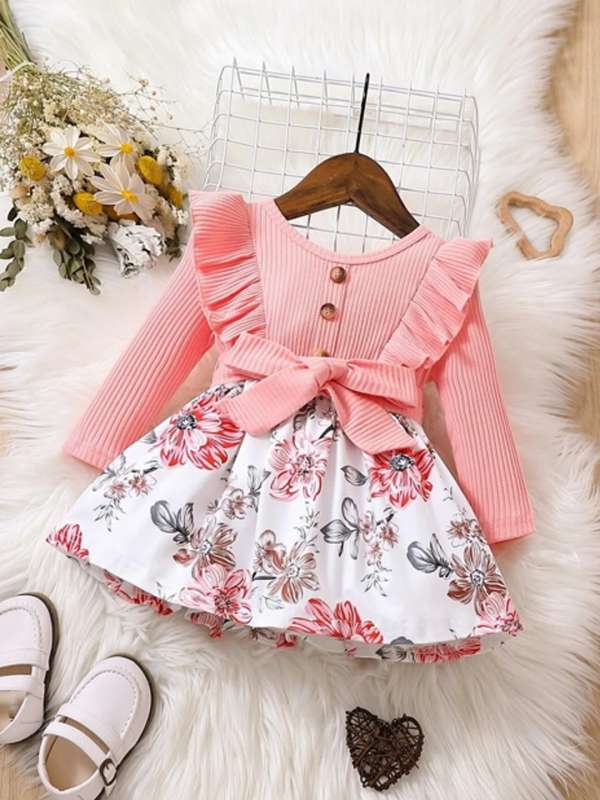 Peach colour dress for baby girl outlet