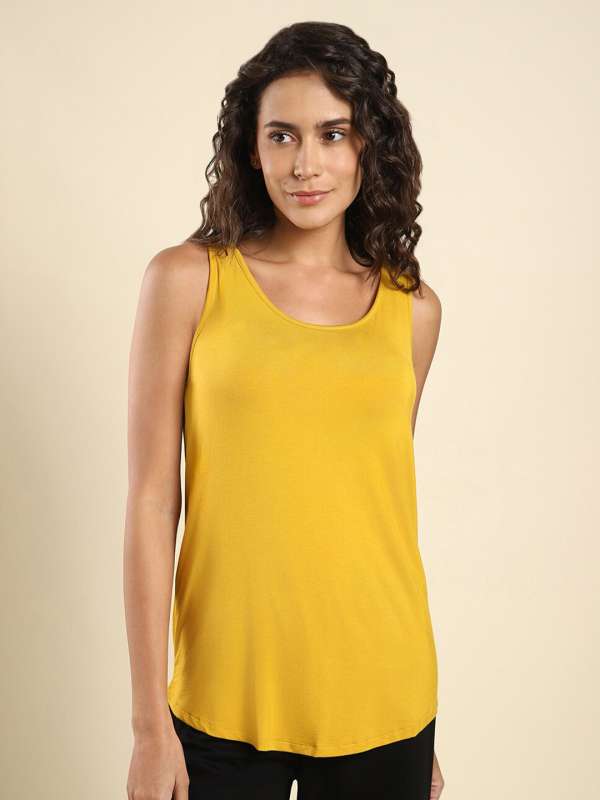 Yellow Women Tops Tank Buy Yellow Women Tops Tank online in India