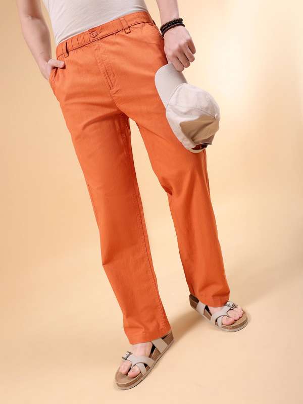 Buy STRAIGHT FIT ORANGE LOOSE CARGO PANTS for Women Online in India