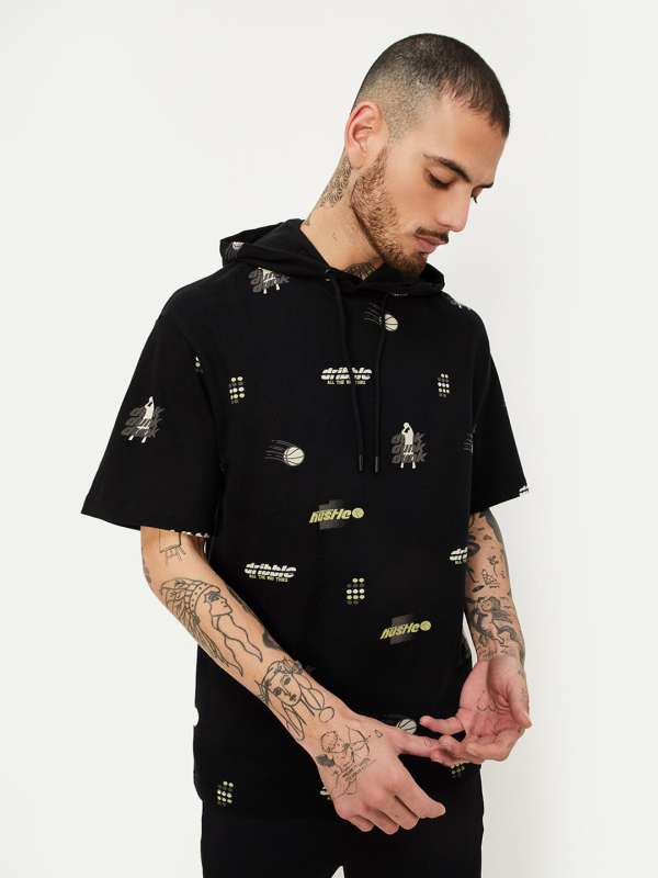 Hooded t shirt myntra sale