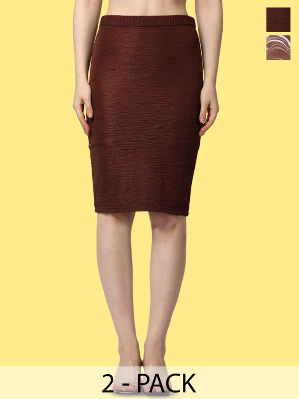 Brown pencil skirt yellow discount