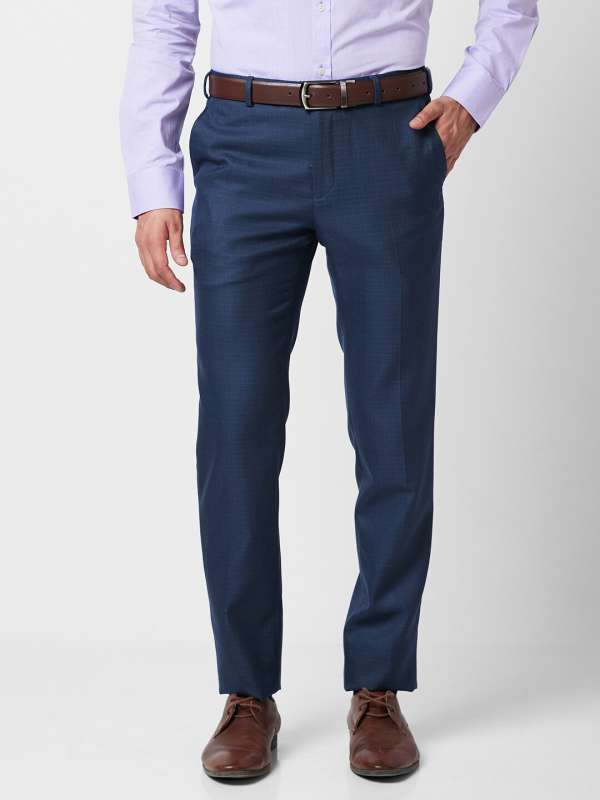 Raymond Blue Checked Slim Fit Formal Trouser Buy Raymond Blue
