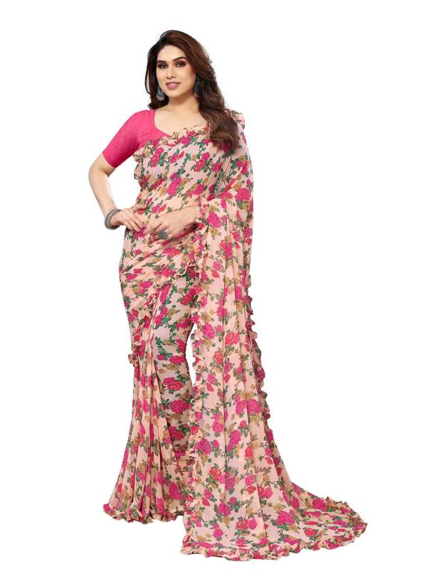 Frill saree myntra clearance