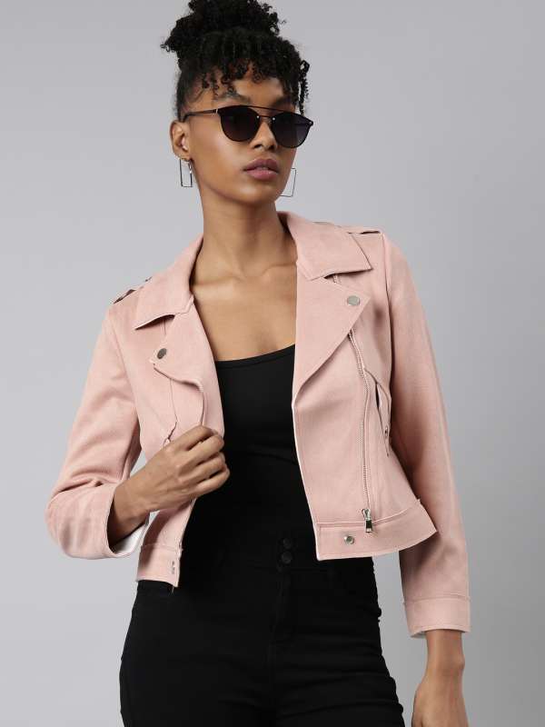 Peach colour leather jacket outlet