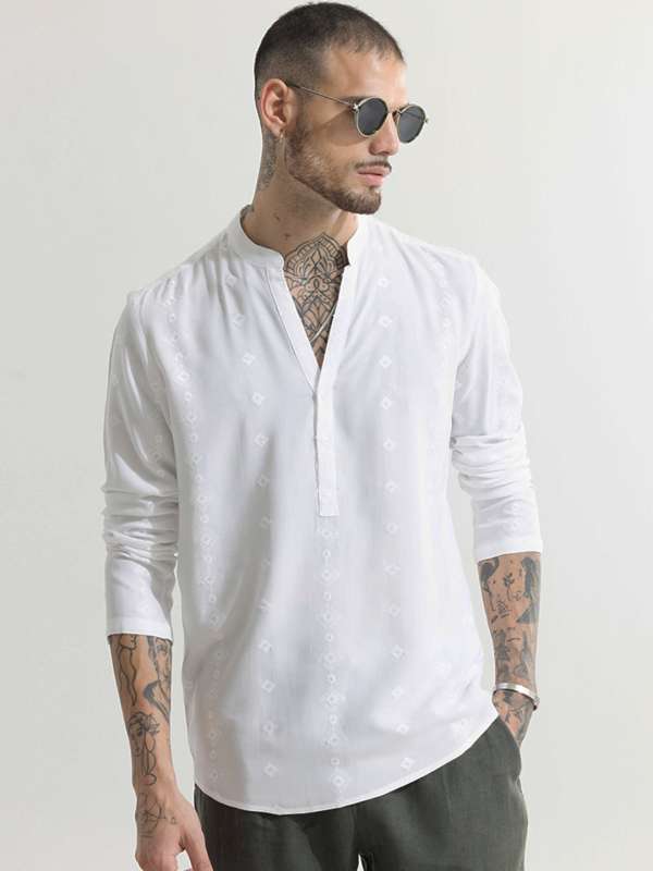 Mens casual kurta white shop