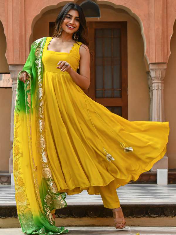 Yellow sleeveless cheap kurta