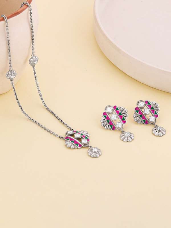Pure silver sales pendant set