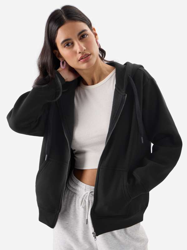 Womens black sales zip up sweatshirt
