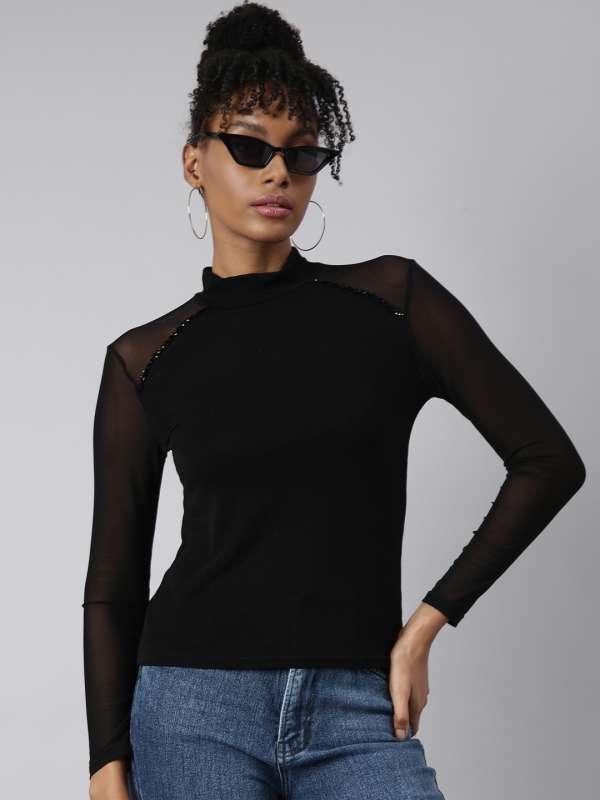 High neck outlet net top