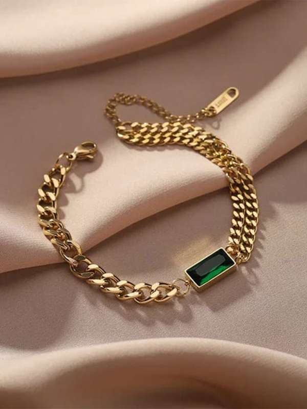 Stainless steel shop and gold bracelet