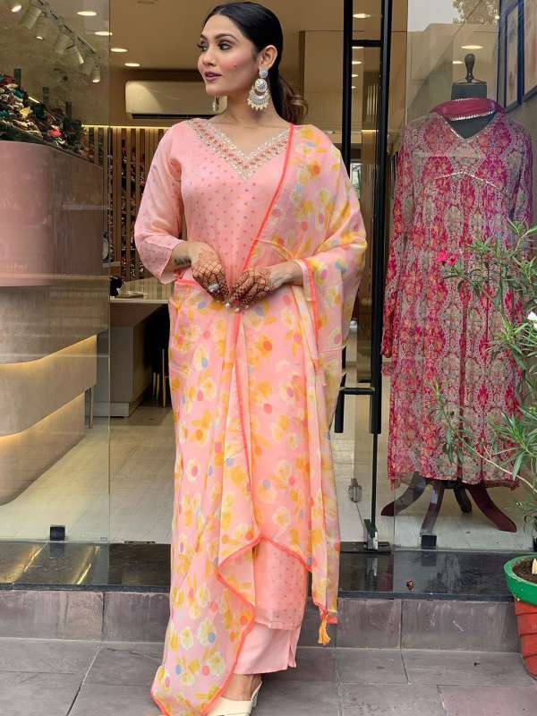 Buy Pink Kurta Suit Sets for Women by BLACK SCISSOR Online